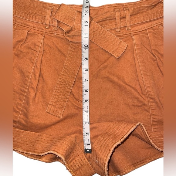 EUC Ryegrass Trapunto High Waist Tie Belt Twill Pleated Shorts Burnt Orange 12 - Picture 6 of 6
